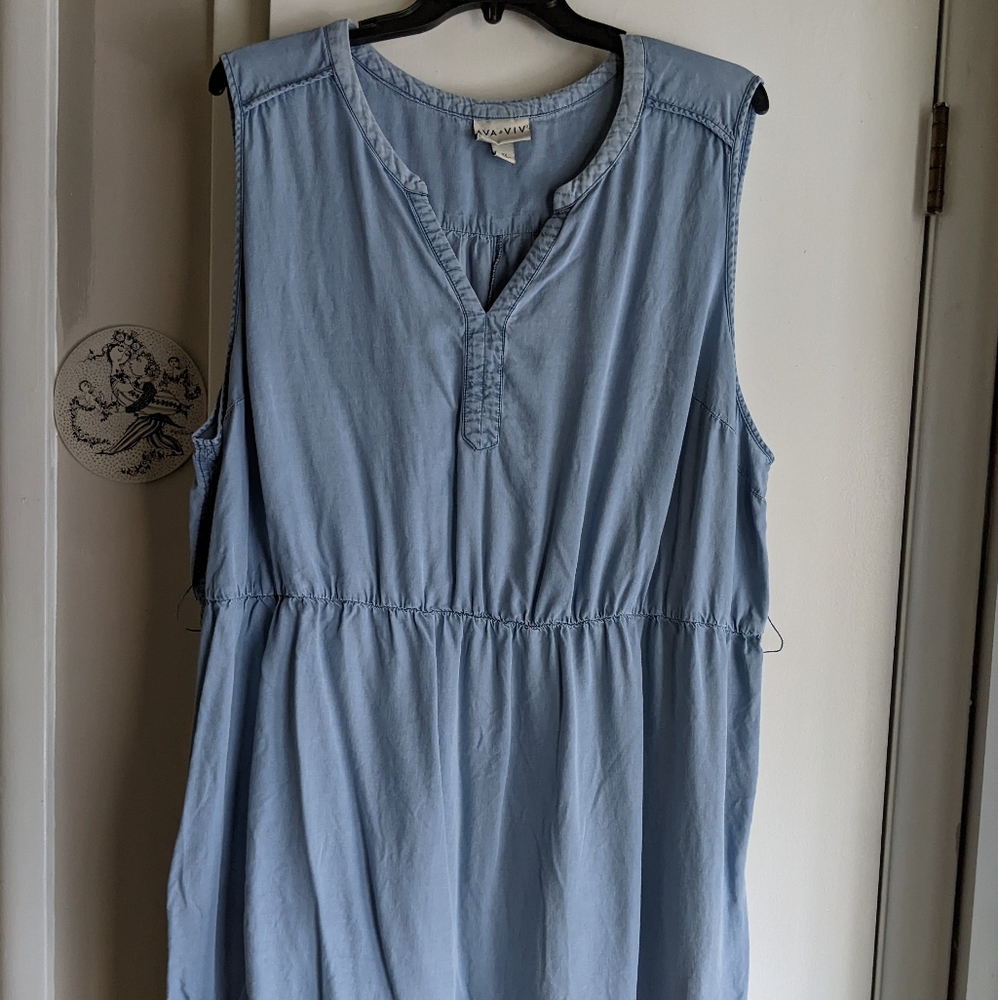 Ava & Viv Plus size 4x Chambray Sleeveless Dress